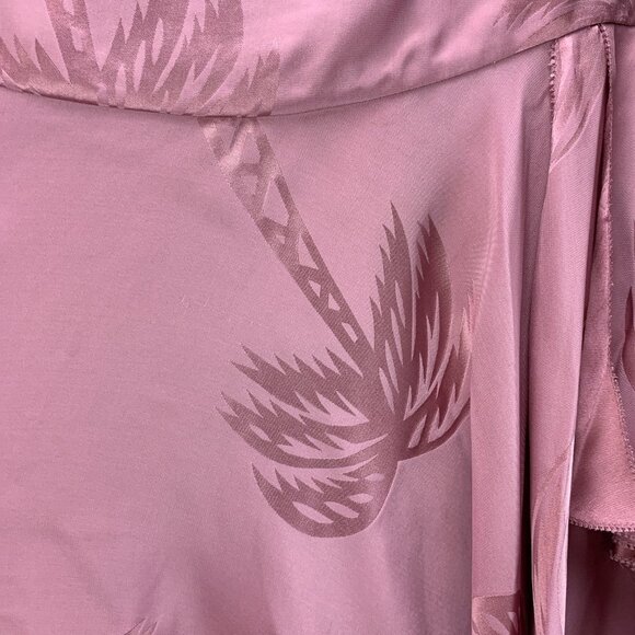 Coach Skirt Womens 10 Pink Silk Palm Tree Print Jacquard Tiered Handkerchief Hem - Picture 4 of 16